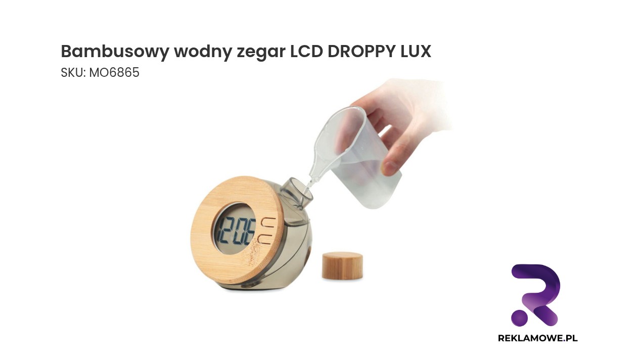 Zegar LCD DROPPY LUX z bambusa z funkcją pomiaru czasu wodą