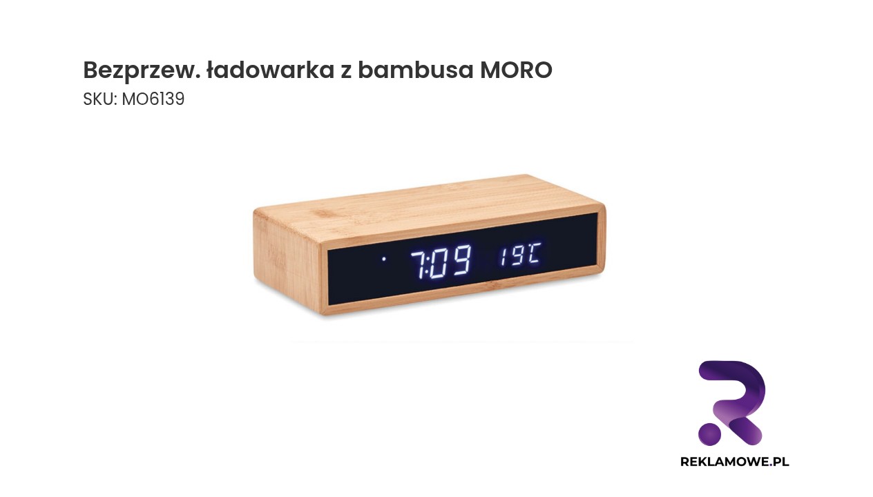 Ekologiczna bezprzewodowa ładowarka z bambusa marki MORO