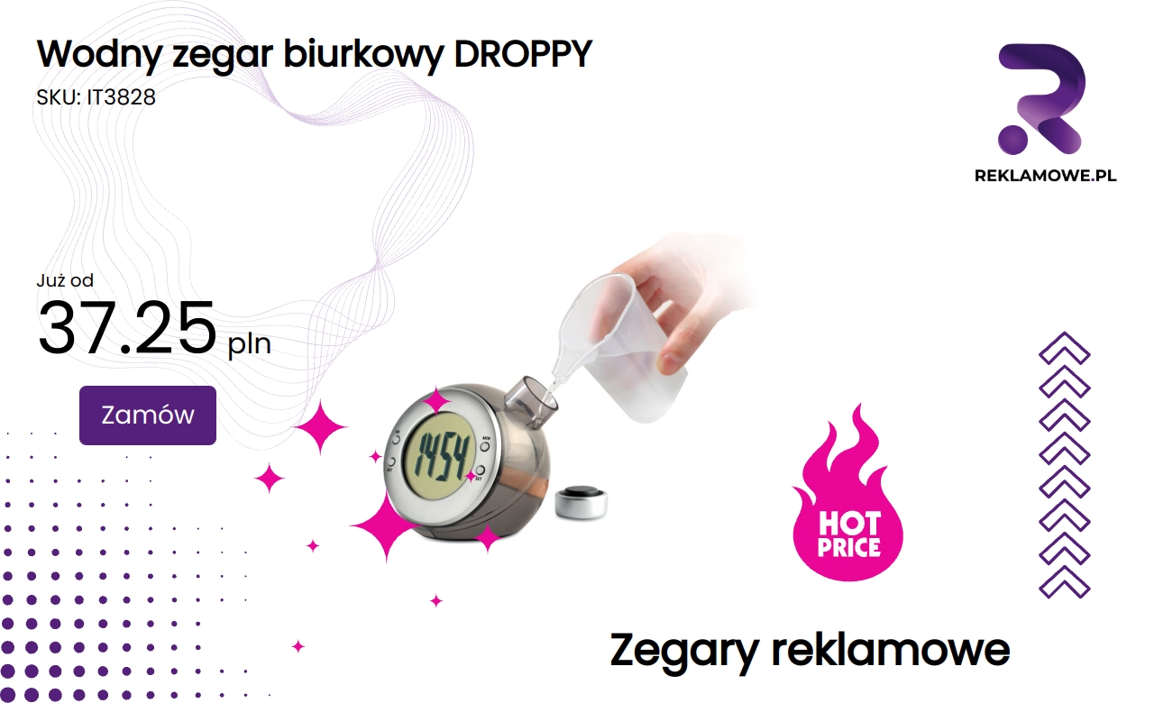 Wodny zegar biurkowy DROPPY na biurko