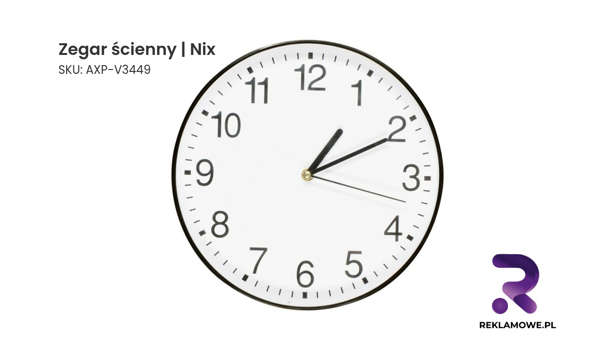 Zegar ścienny Nix na białej ścianie
