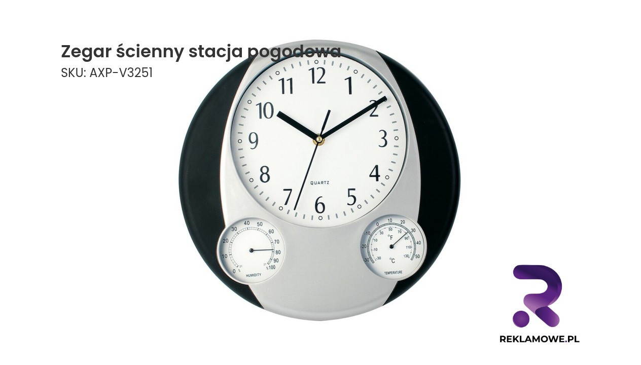 Zegar ścienny, stacja pogodowa Zegar ścienny ze stacją pogodową nowoczesny design