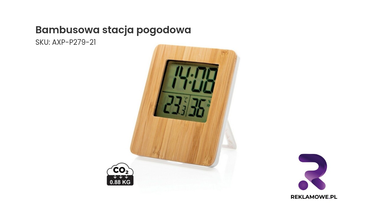 Bambusowa stacja pogodowa z termometrem i higrometrem