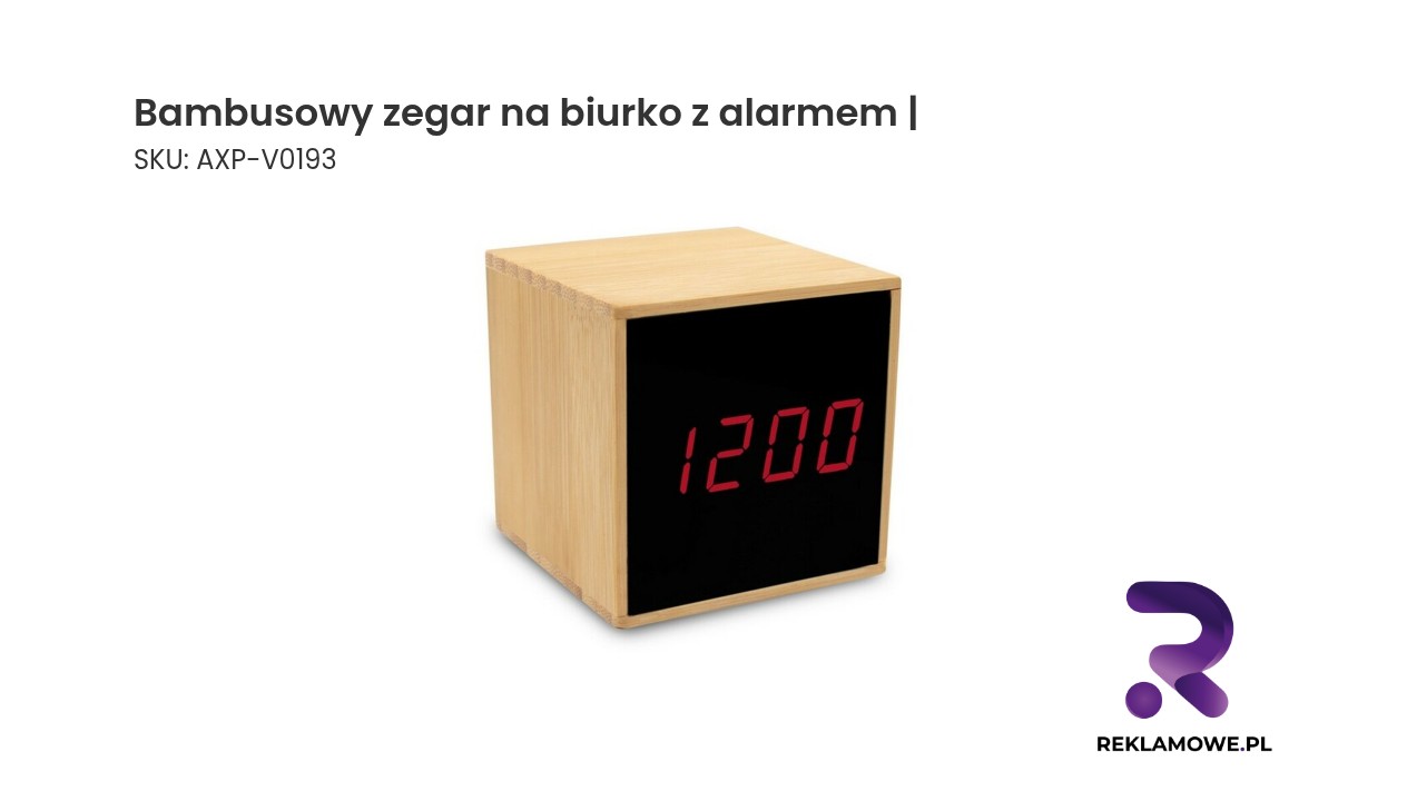 Bambusowy zegar na biurko z funkcją alarmu