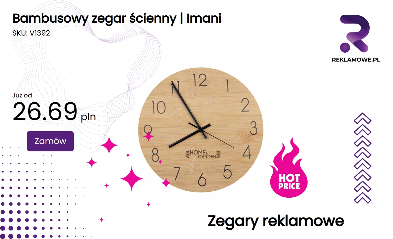 Bambusowy zegar ścienny Imani