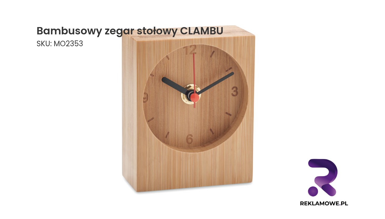 Bambusowy zegar stołowy CLAMBU na biurko