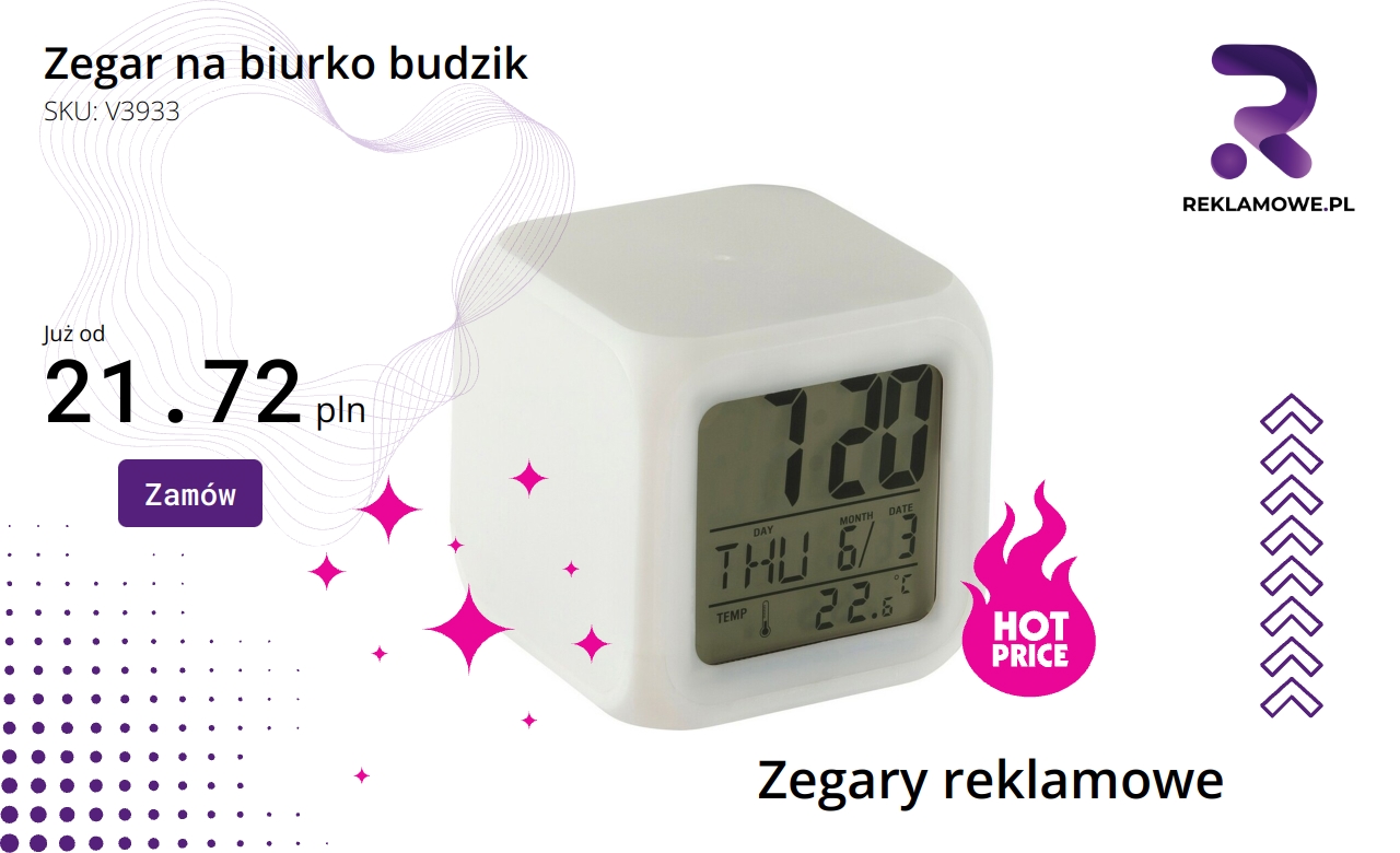 Zegar na biurko typu budzik