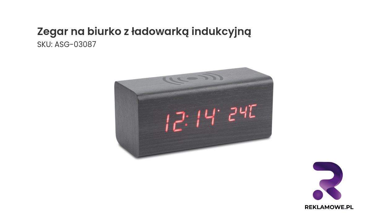 Zegar na biurko z ładowarką indukcyjną CORNELL Zegar na biurko z ładowarką indukcyjną – nowoczesny budzik z bezprzewodowym ładowaniem