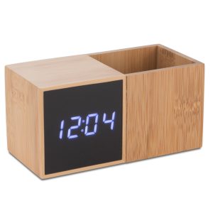 Zegar z przybornikiem na biurko BAMBOO 03089