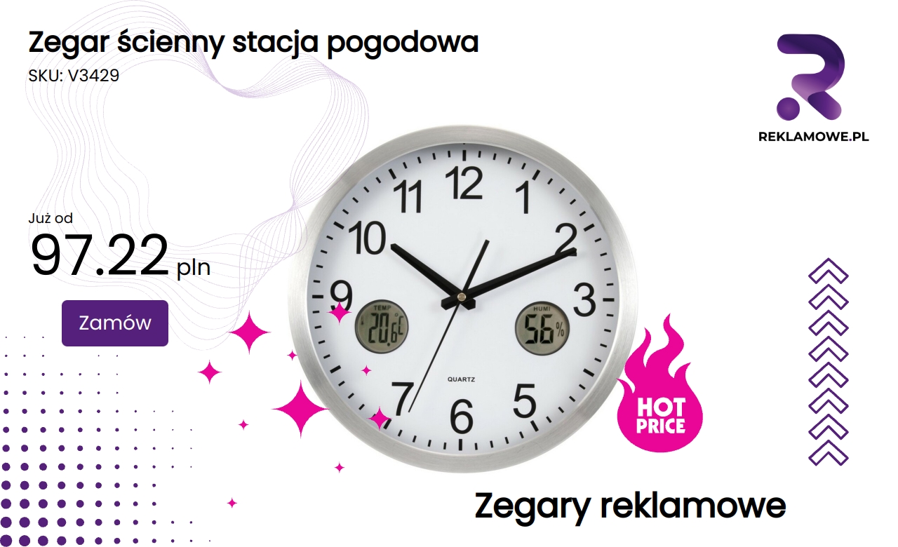 Zegar ścienny z funkcją stacji pogodowej